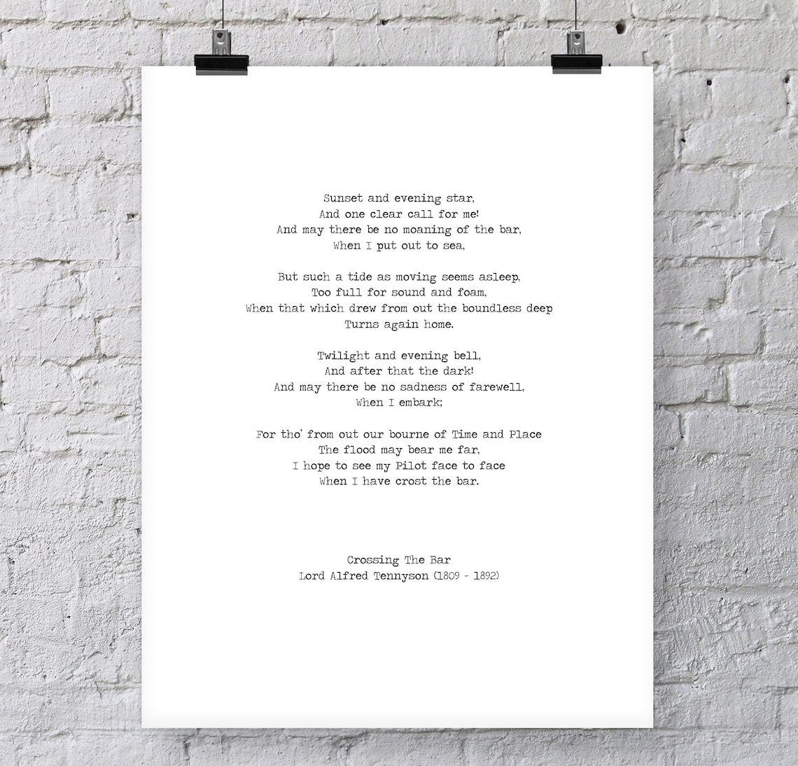Alfred Tennyson Printable Download Poem 'crossing the Bar' Vintage ...