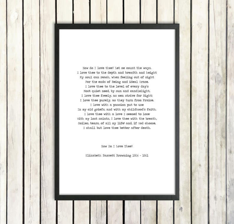 Printable Love Poem 'how Do I Love Thee' Elizabeth Browning Instant