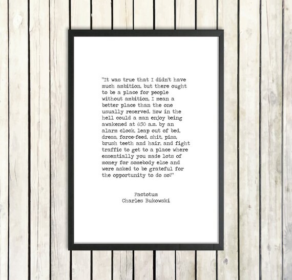 Charles Bukowski Motivational Quote Canvas Wall Art