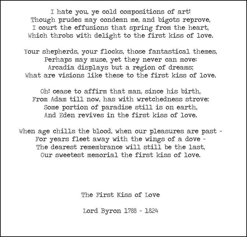 Lord Byron Romantic Poetry Printable Download 'the First Etsy
