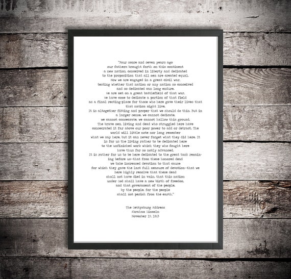 Abraham Lincoln Inspirational Speech Printable Quote The Gettysburg Address Instant Download American History President Quote Poster Print Abraham Lincoln Inspirational Speech Printable Quote The Gettysburg Address Instant Download American History President Quote Poster Print