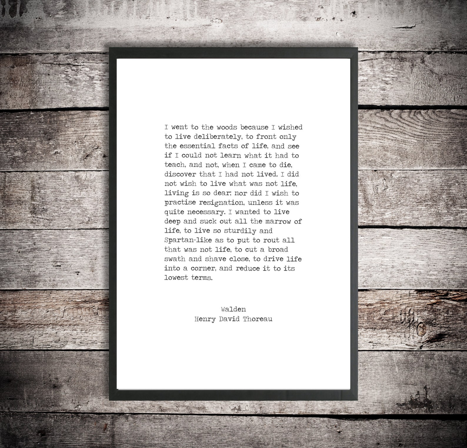 Henry David Thoreau Hand Typed Printable Quote 'walden I Went to the Woods' Instant Download ...