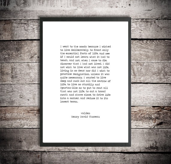 Henry David Thoreau Hand Typed Printable Quote 'Walden I | Etsy