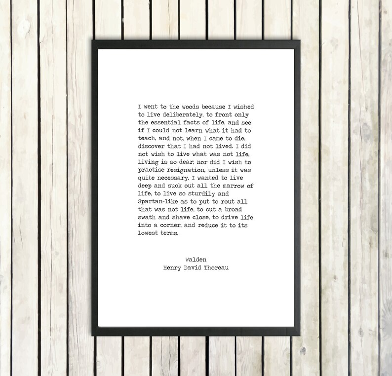 Henry David Thoreau Hand Typed Printable Quote 'walden I Went to the Woods' Instant Download ...