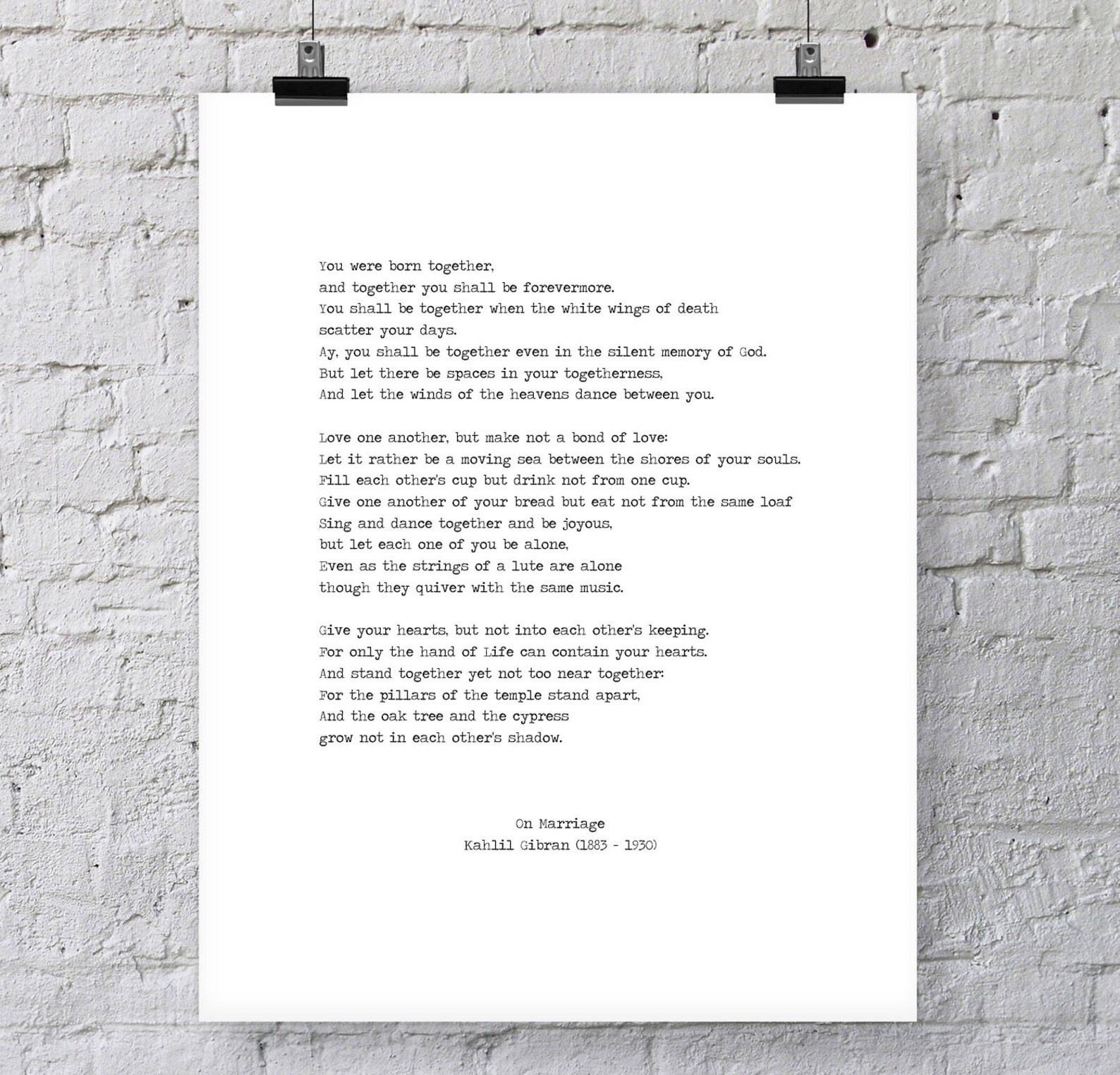 Kahlil Gibran Printable Love poem 