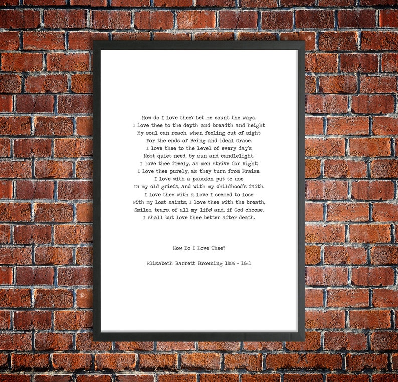 Printable Love Poem 'How do I Love Thee' Elizabeth Etsy