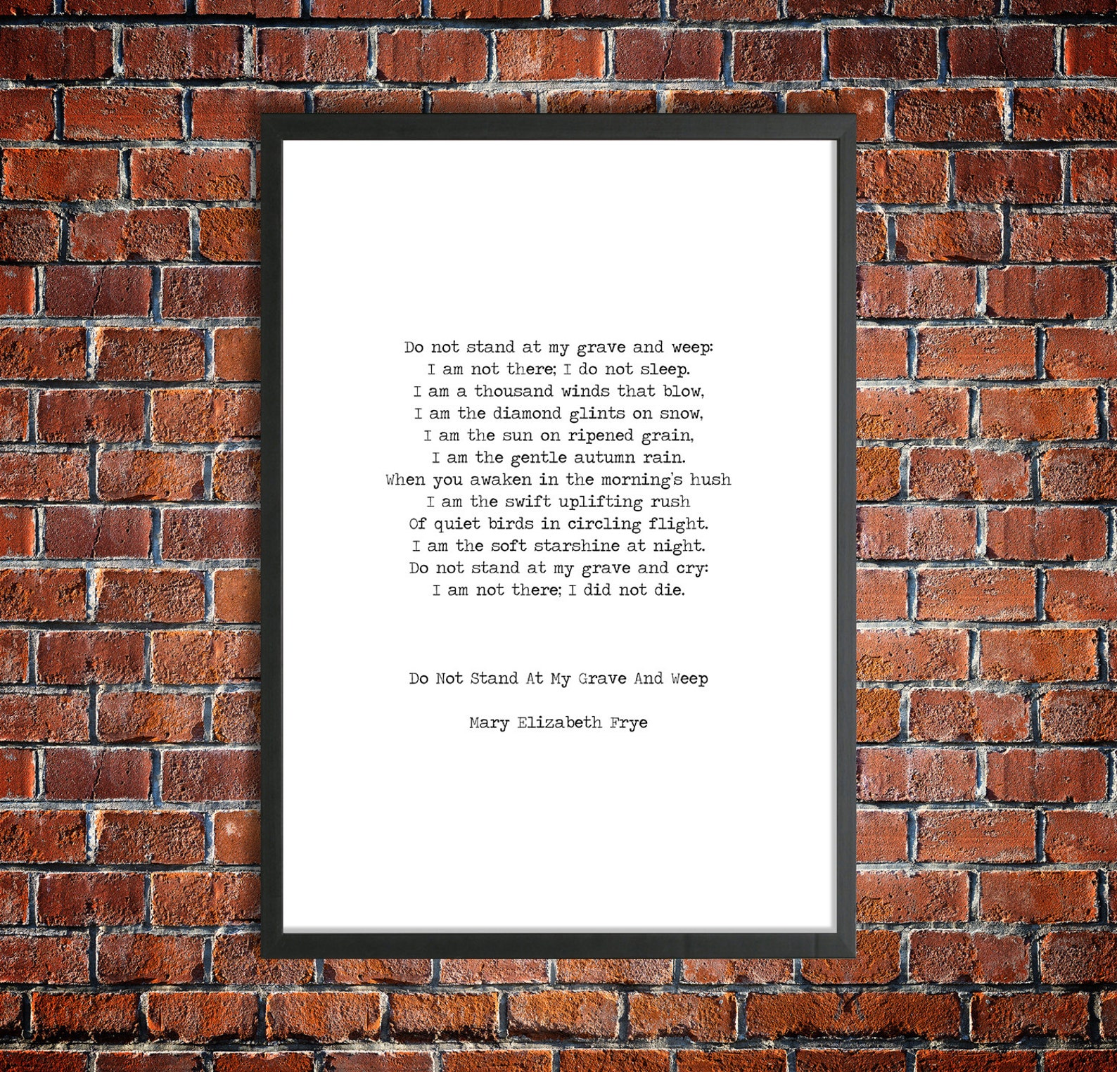 Do Not Stand at My Grave Printable Poem Mary Elizabeth Frye Instant ...