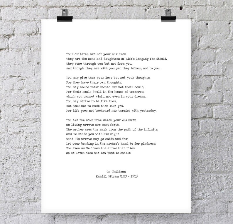 Kahlil Gibran Life Quote 'On Children' Instant Etsy