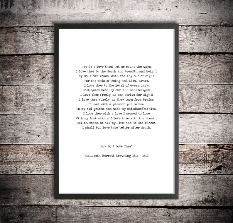 Printable Love Poem 'How do I Love Thee' Elizabeth Etsy