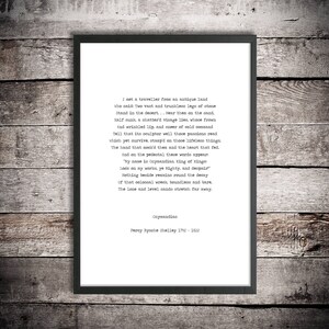 Percy Shelley 'Ozymandias' Instant Printable Poetry Poster Digital Download Literature Gift Breaking Bad Print Walter White Quote Heisenberg image 6