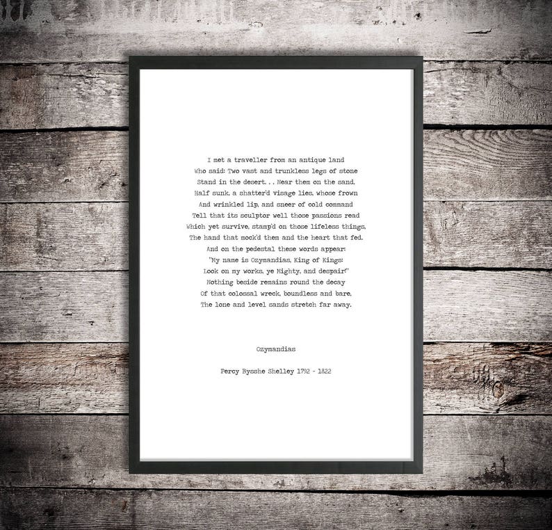 Percy Shelley 'Ozymandias' Instant Printable Poetry Poster Digital Download Literature Gift Breaking Bad Print Walter White Quote Heisenberg image 6