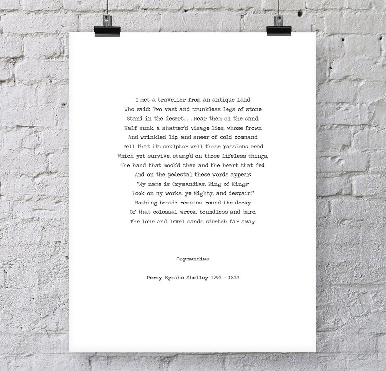 Percy Shelley 'Ozymandias' Instant Printable Poetry Poster Digital Download Literature Gift Breaking Bad Print Walter White Quote Heisenberg image 5