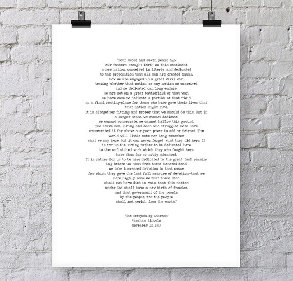 Abraham Lincoln Inspirational Speech Printable Quote The Gettysburg Address Instant Download American History President Quote Poster Print Abraham Lincoln Inspirational Speech Printable Quote The Gettysburg Address Instant Download American History President Quote Poster Print