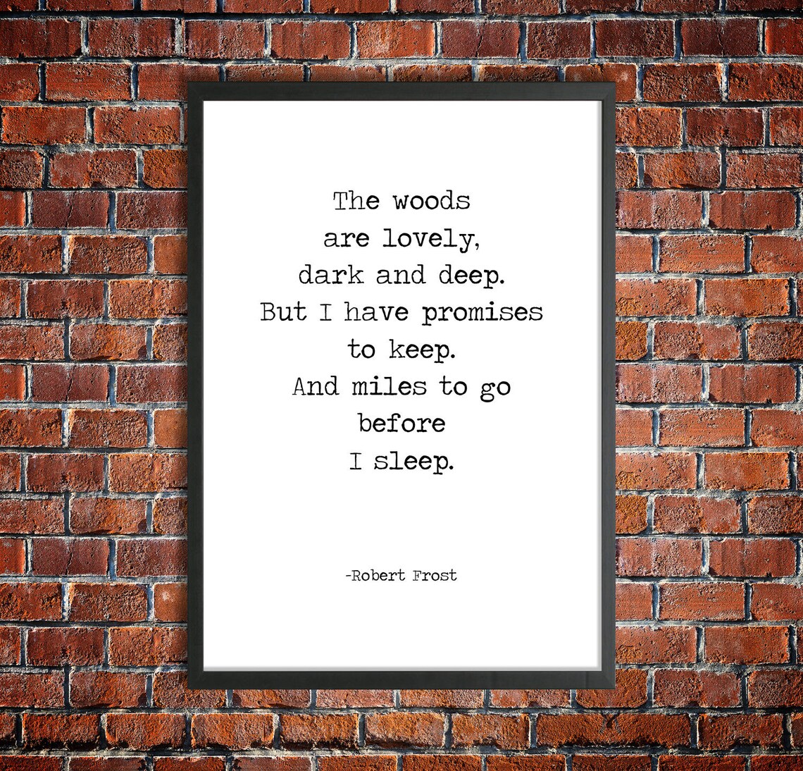 Robert Frost Printable Poem Quote 'miles to Go Before I Sleep' Instant
