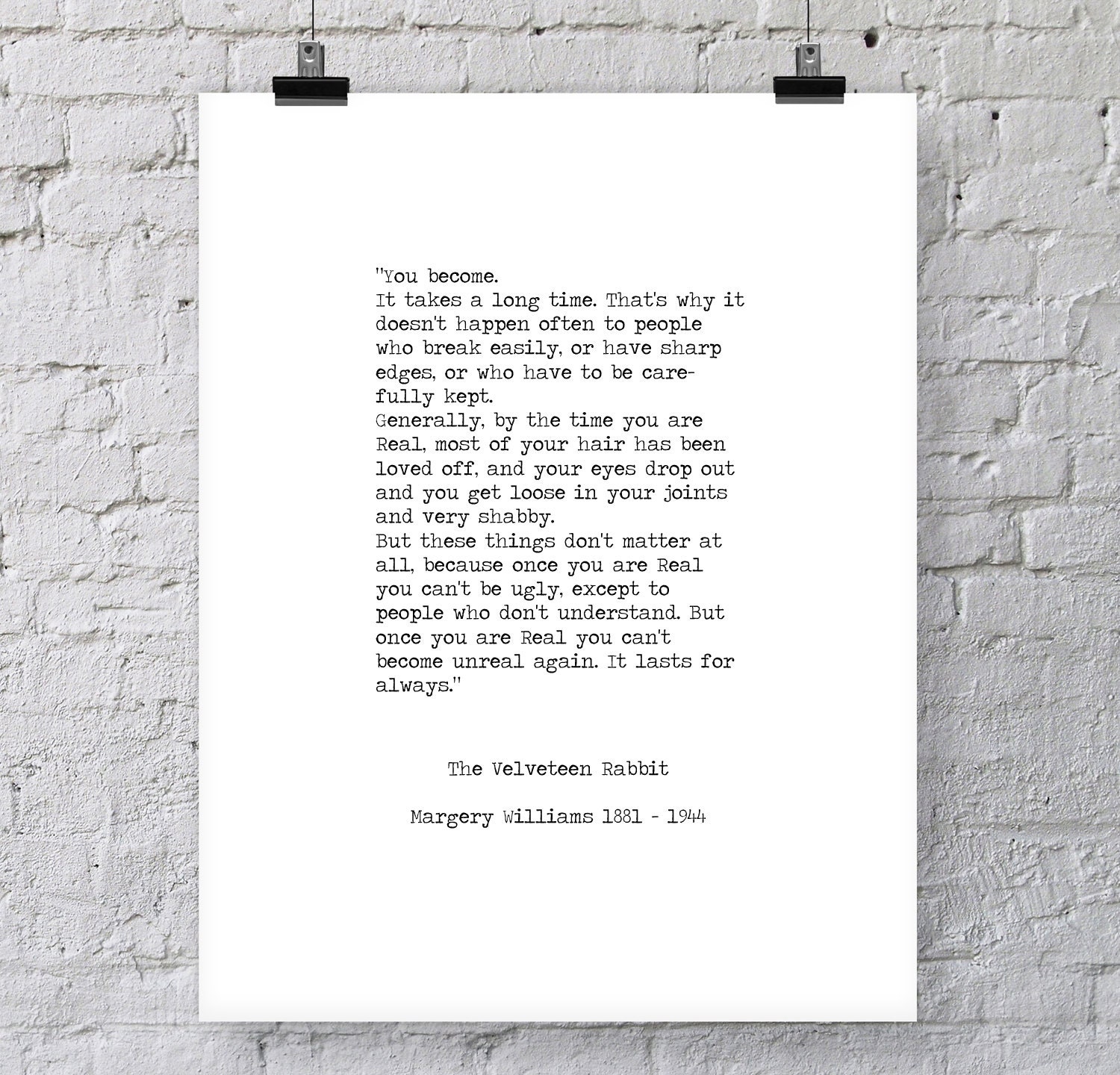 Margery Williams Instant Printable Quote 'the Velveteen - Etsy