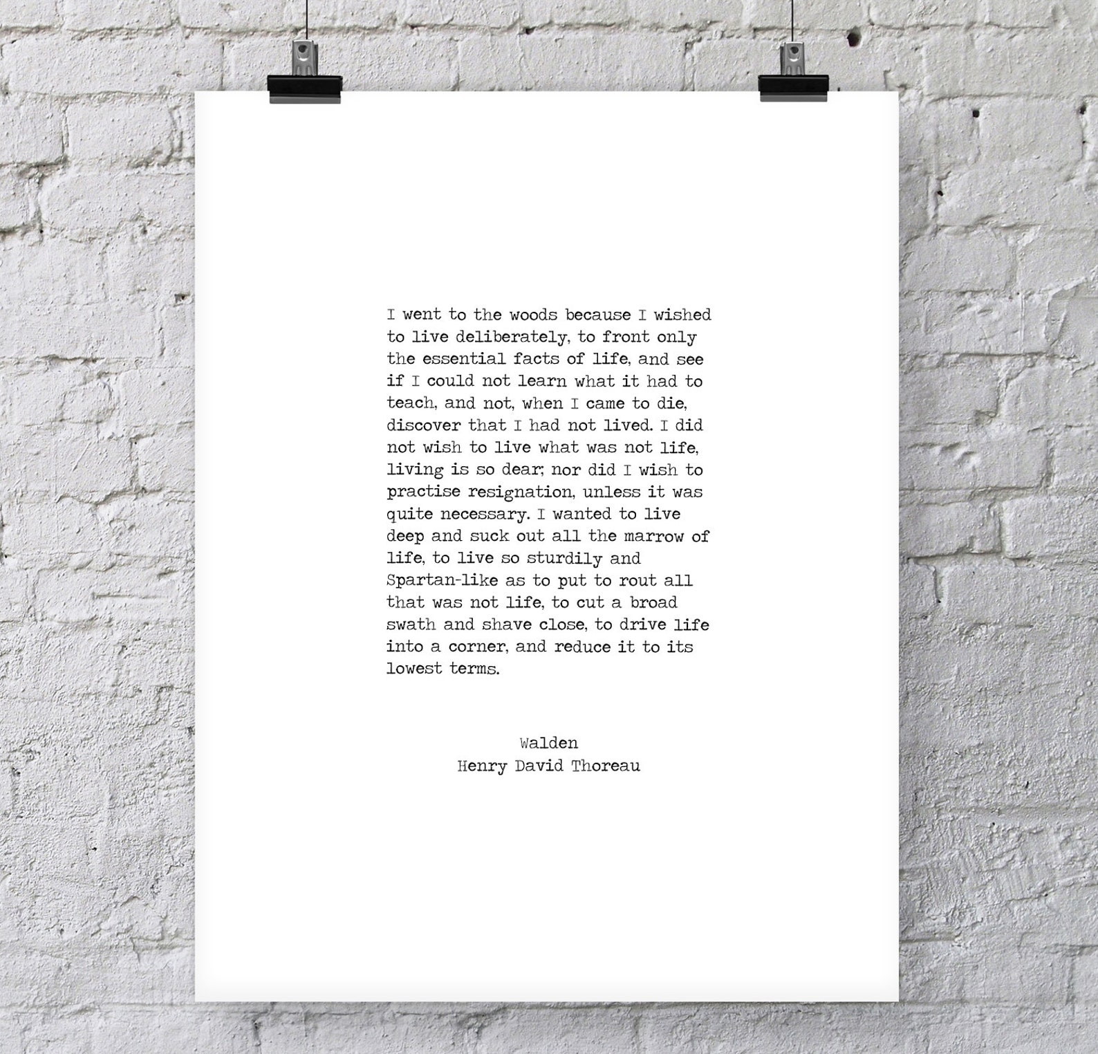 Henry David Thoreau Hand Typed Printable Quote 'walden I Went to the Woods' Instant Download ...