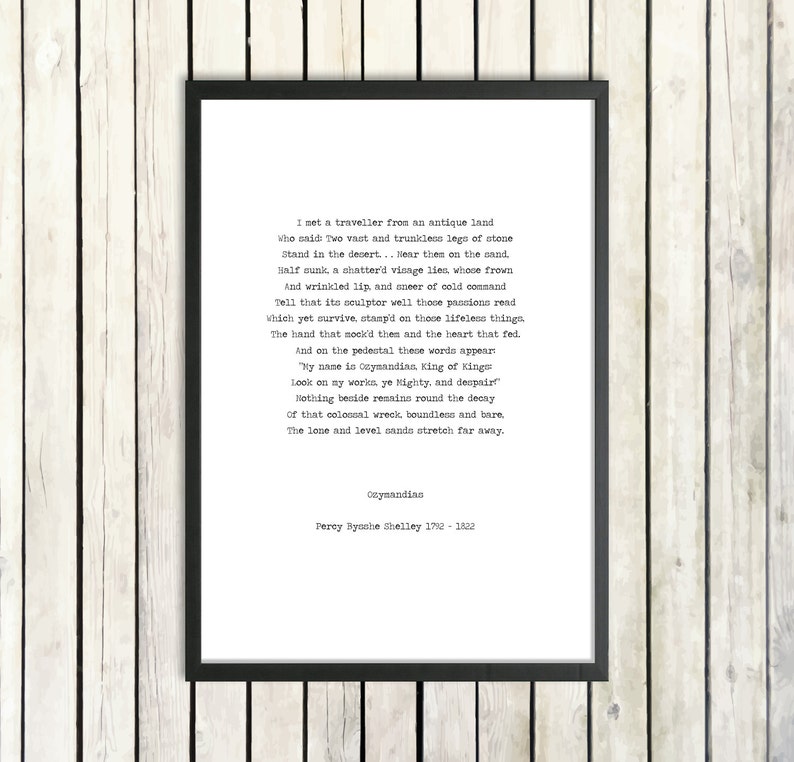 Percy Shelley 'Ozymandias' Instant Printable Poetry Poster Digital Download Literature Gift Breaking Bad Print Walter White Quote Heisenberg image 3