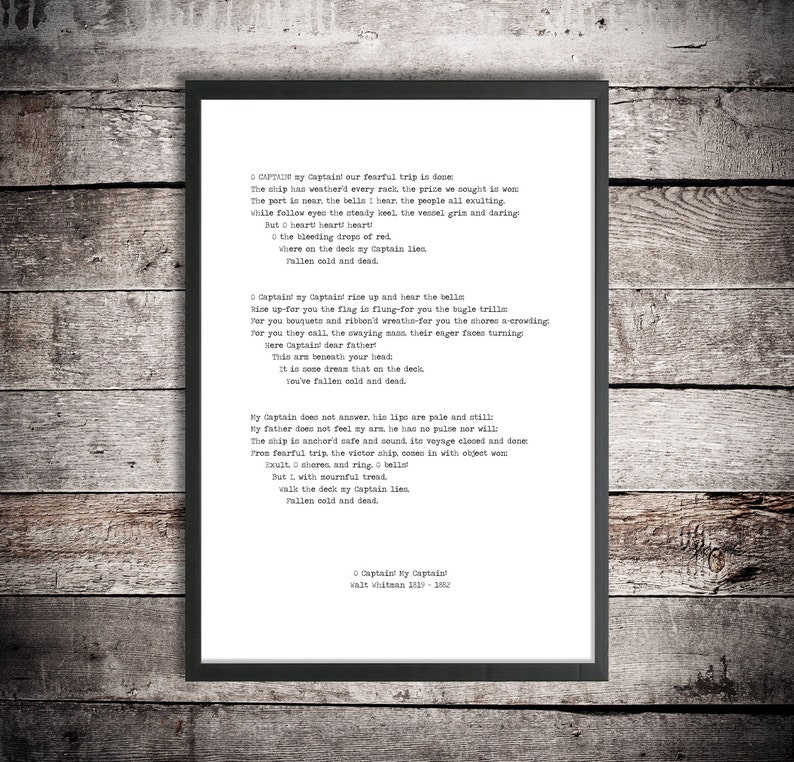 Walt Whitman Printable Poetry O Captain My Captain Etsy walt-whitman-printable-poetry-o-captain-my-captain-etsy