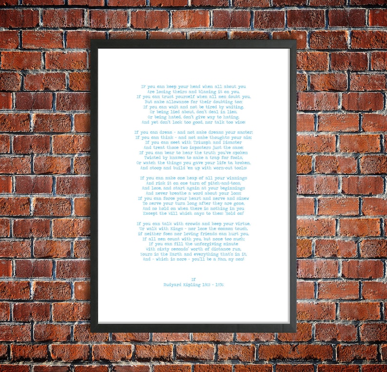 Rudyard Kipling Printable Poem 'If You Will Be A Man My Etsy