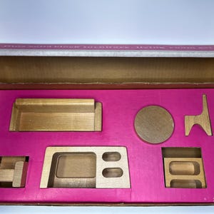 1960s Creative Playthings Midcentury Modern Block Dollhouse Furniture - Living Room (D102)