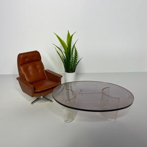 Vintage Lundby Brown Brasilia Swivel Chair (1:16 Scale)