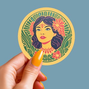 Autocollant Vinyle Tropical Illustration Boheme Colorée