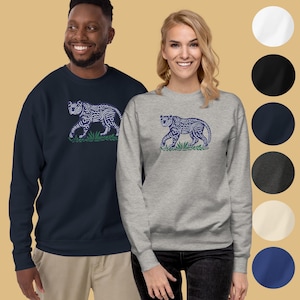 Embroidered Sweatshirt with Panther Embroidery Unisex Crewneck Embroidered Sweater for him Embroidered Hoodie Perfect gift for Him and Her