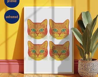 Vibrant Cat Art Print | Modern Colorful Home Decor