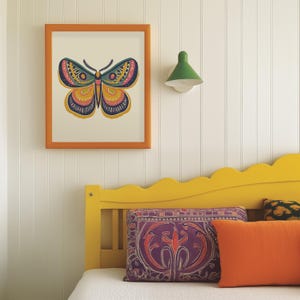 Colorful Whimsical Moth Poster Insect Art Cute Insect Artwork Modern Entomology Decor for Nature Lovers Butterfly Art for Housewarming Gift