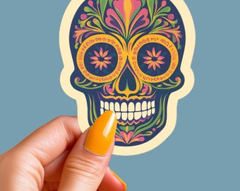 Pegatina de vinilo de calavera de azúcar: decoración del Día de los Muertos