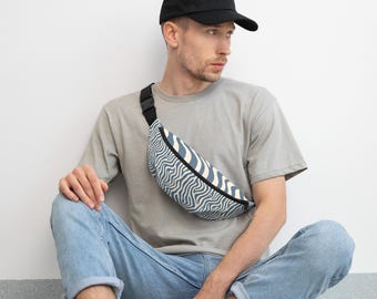 Blue Zebra Print Fanny Pack: Water-Resistant Festival Hip Bag