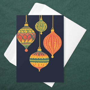 Carte de vœux boule de Noël Vintage Carte Joyeux Noël Carte de Noël Colorée pour les fêtes Idée Carte Cadeau