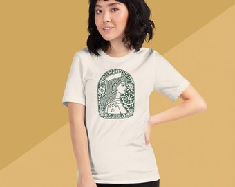 Women’s Nurse T-Shirt, Folk Art Nurse Illustration, Comfortable Healthcare Gift