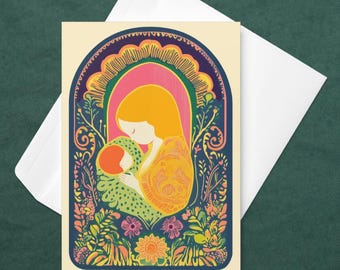New Mom Floral Greetings Card, Baby Shower Gift