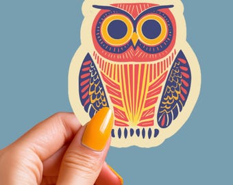 Colorful Owl Sticker, Water Bottle & Laptop Decal