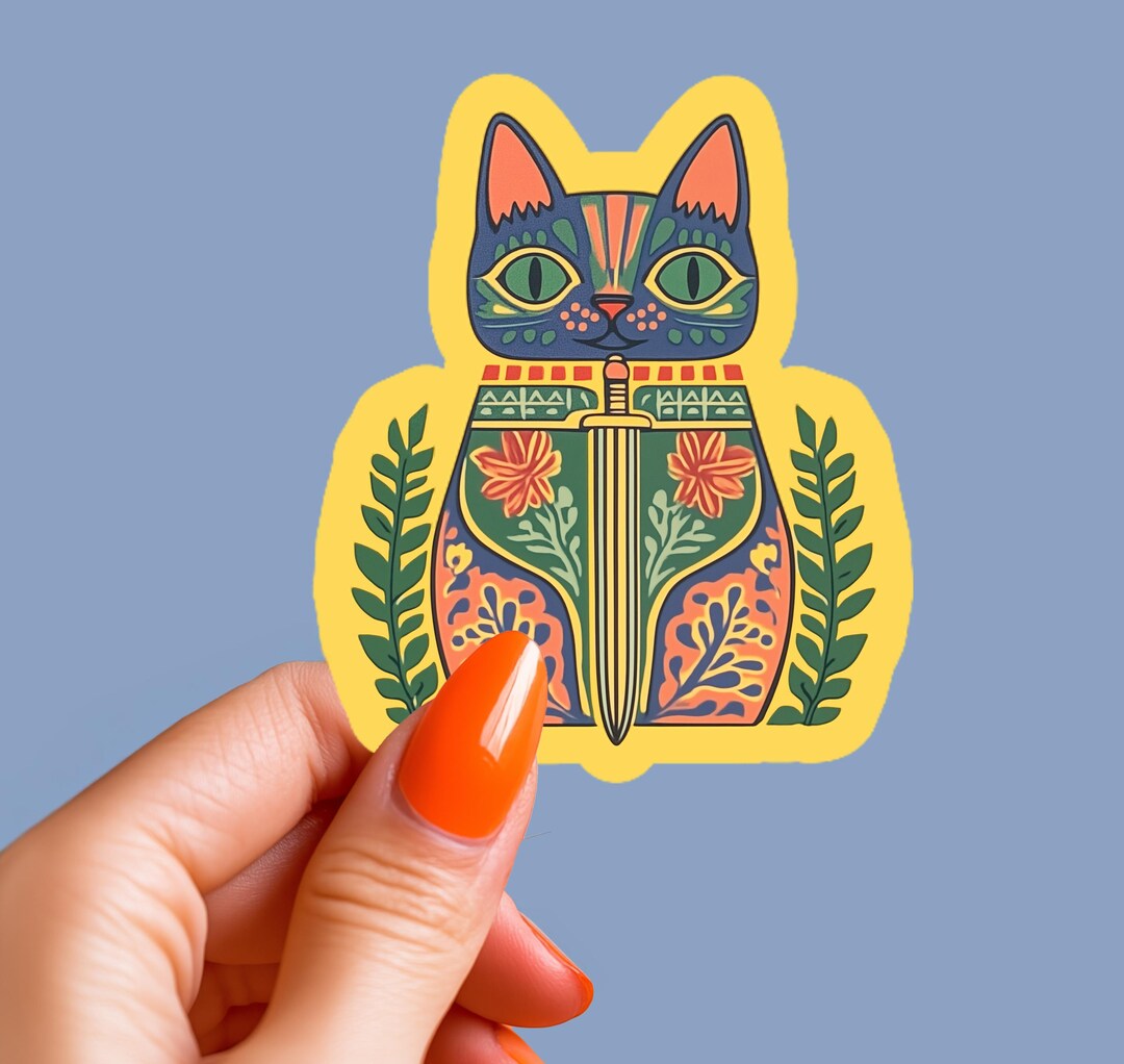 Medieval Cat Knight Sticker, Waterproof Vinyl Decal - Etsy