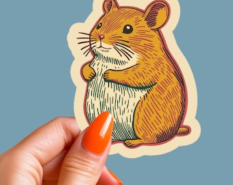 Bonita pegatina de hámster, calcomanía de hámster para cuaderno o decoración de jaula de hámster, bonita pegatina de animal, regalo de hámster para mascota, pegatina de 3 pulgadas