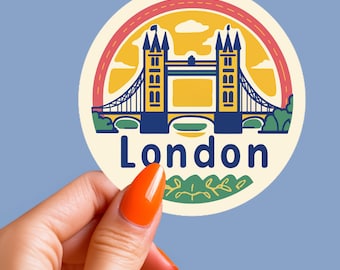 Autocollant Londres – Sticker Tower Bridge – Souvenir du Royaume-Uni – Déco Valise - Déco Ordinateur - Petit Cadeau pour Grands Voyageurs
