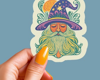 Autocollant Sorcier Autocollant Magicien Sticker Coloré