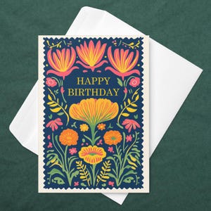 Carte d'anniversaire Fleurie et Colorée