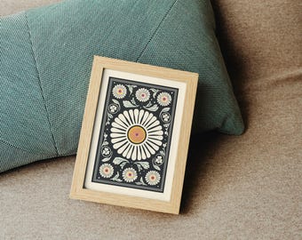 Dark Boho Floral Art Print, Timeless Botanical Design (5x7 Inches)