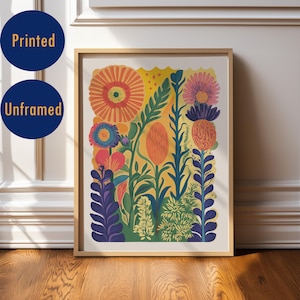 Vibrant Floral Poster for Living Room or Home Office Decor Bold Modern Wall Art Abstract Maximalist Wall Decor Colorful Printed Art