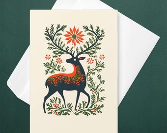 Nordic Christmas Deer Greeting card