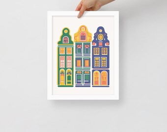 Stampa artistica colorata di Amsterdam / Illustrazione del paesaggio urbano