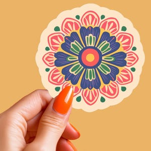 Floral Mandala Stickers Positive Energy Sticker Yoga Decal for Laptop Yoga Gift Waterproof Sticker Colorful Flowers