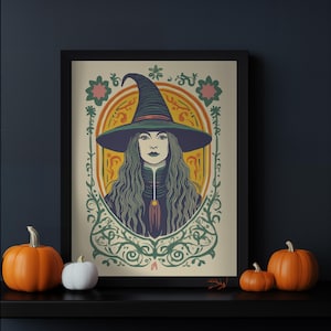 Stunning Witch Poster Witchy Halloween Print for Halloween Party Spooky illustration for Fall Home Decor Gothic Halloween Poster