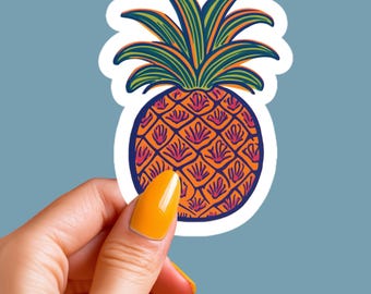 Colorful Pineapple Sticker, Tropical Fruit Vinyl Decal