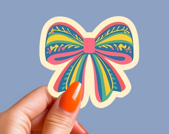 Colorful Bow Sticker, Waterproof Vinyl Ribbon Decal