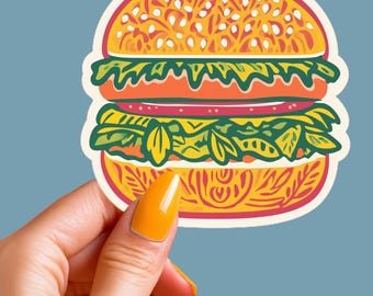 Burger Sticker, Foodie Gift, Laptop Decal, Journal Sticker