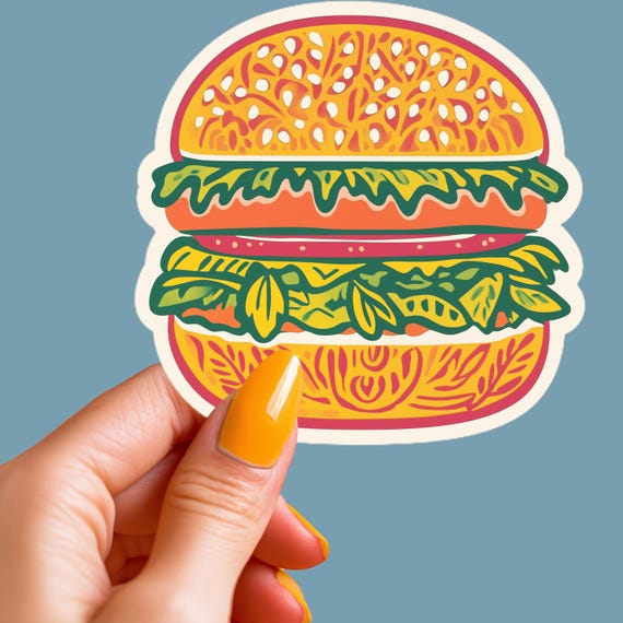 Burger Sticker, Foodie Gift, Laptop Decal, Journal Sticker